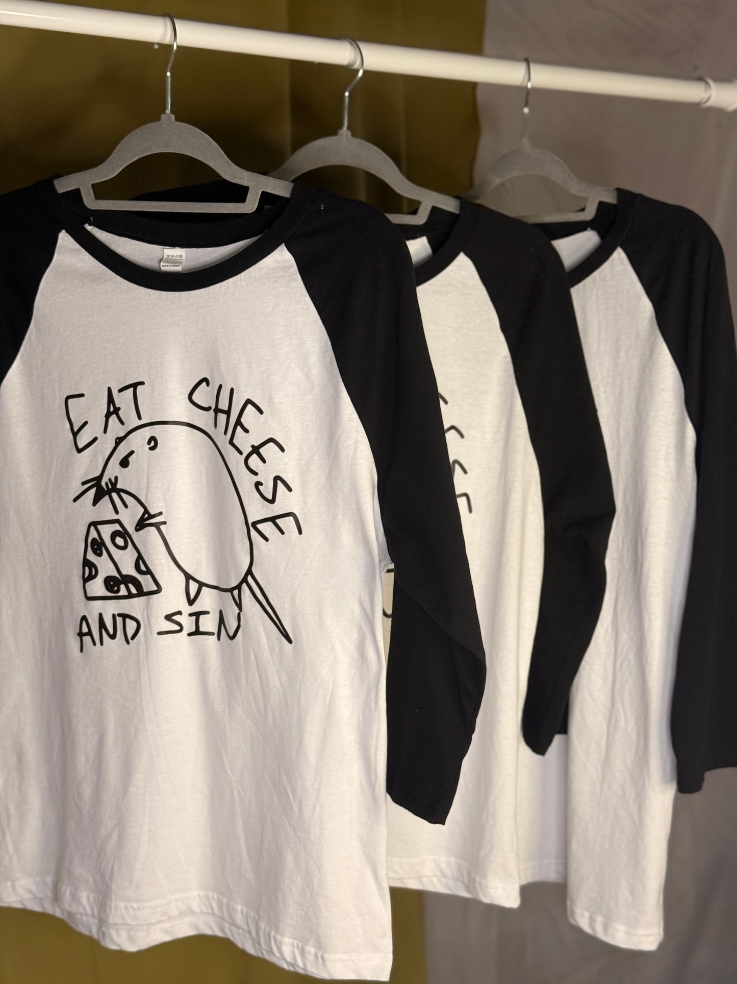 Eat Cheese and Sin Baseball T-shirts