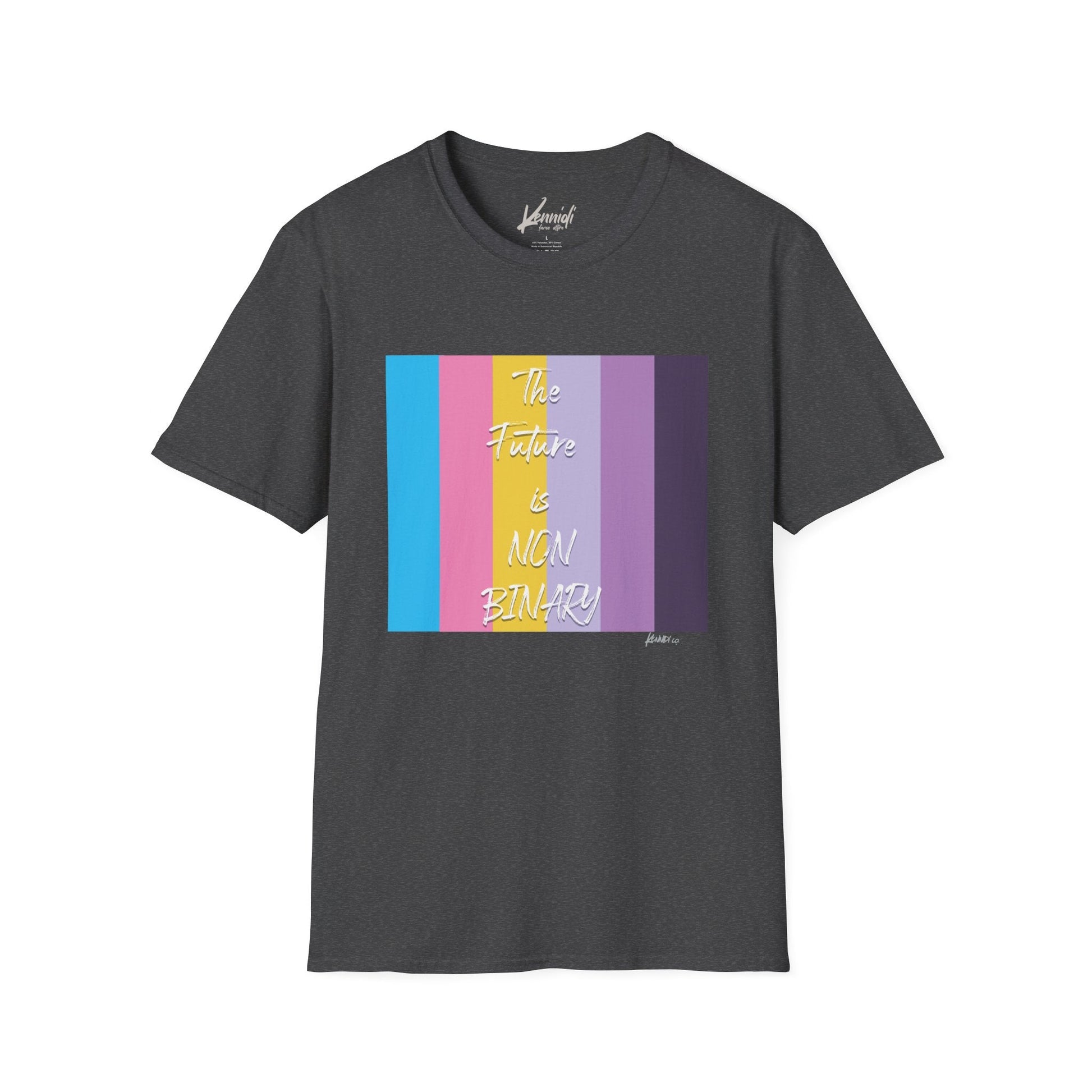 The Future Is Non Binary Pride Unisex Softstyle T-Shirt Dark Heather / Xs