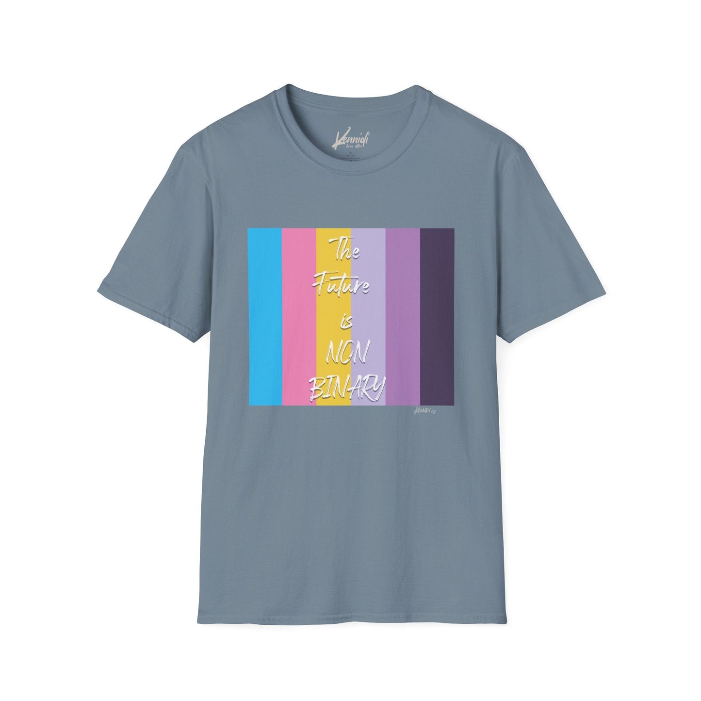 The Future Is Non Binary Pride Unisex Softstyle T-Shirt Stone Blue / S