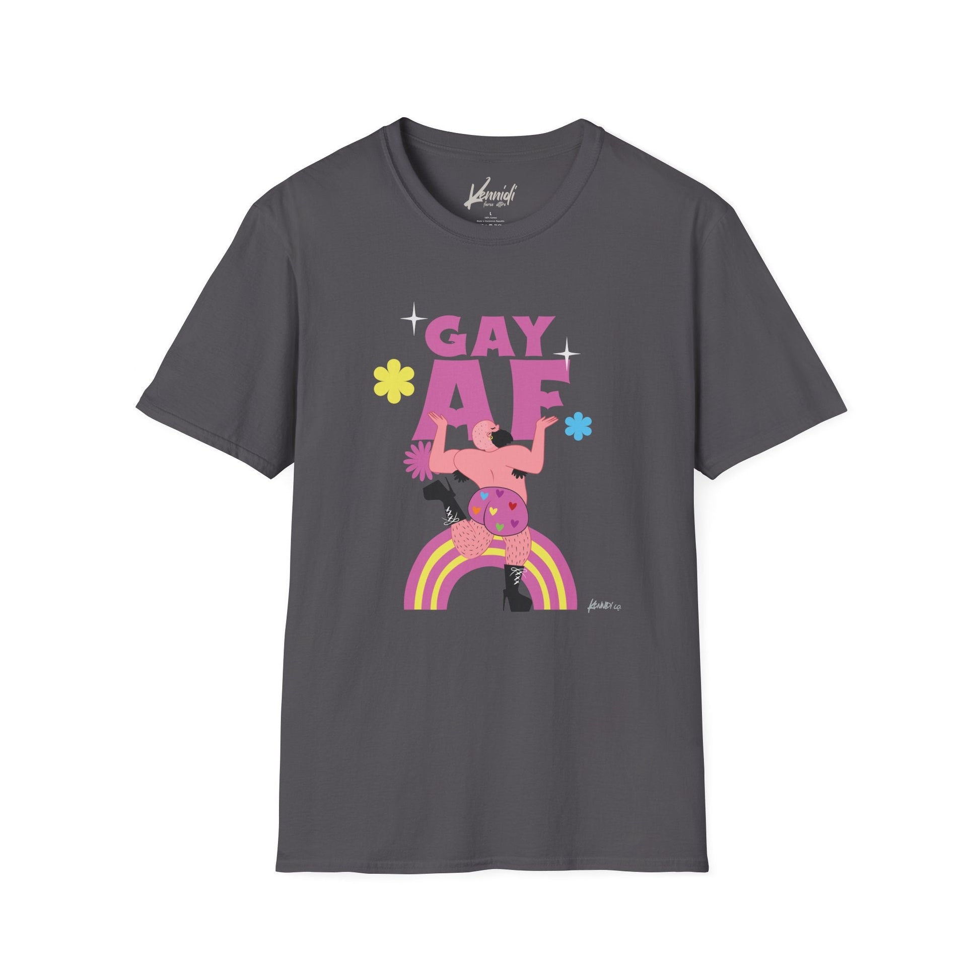 Gay Af Pride Unisex Softstyle T-Shirt Charcoal / Xs