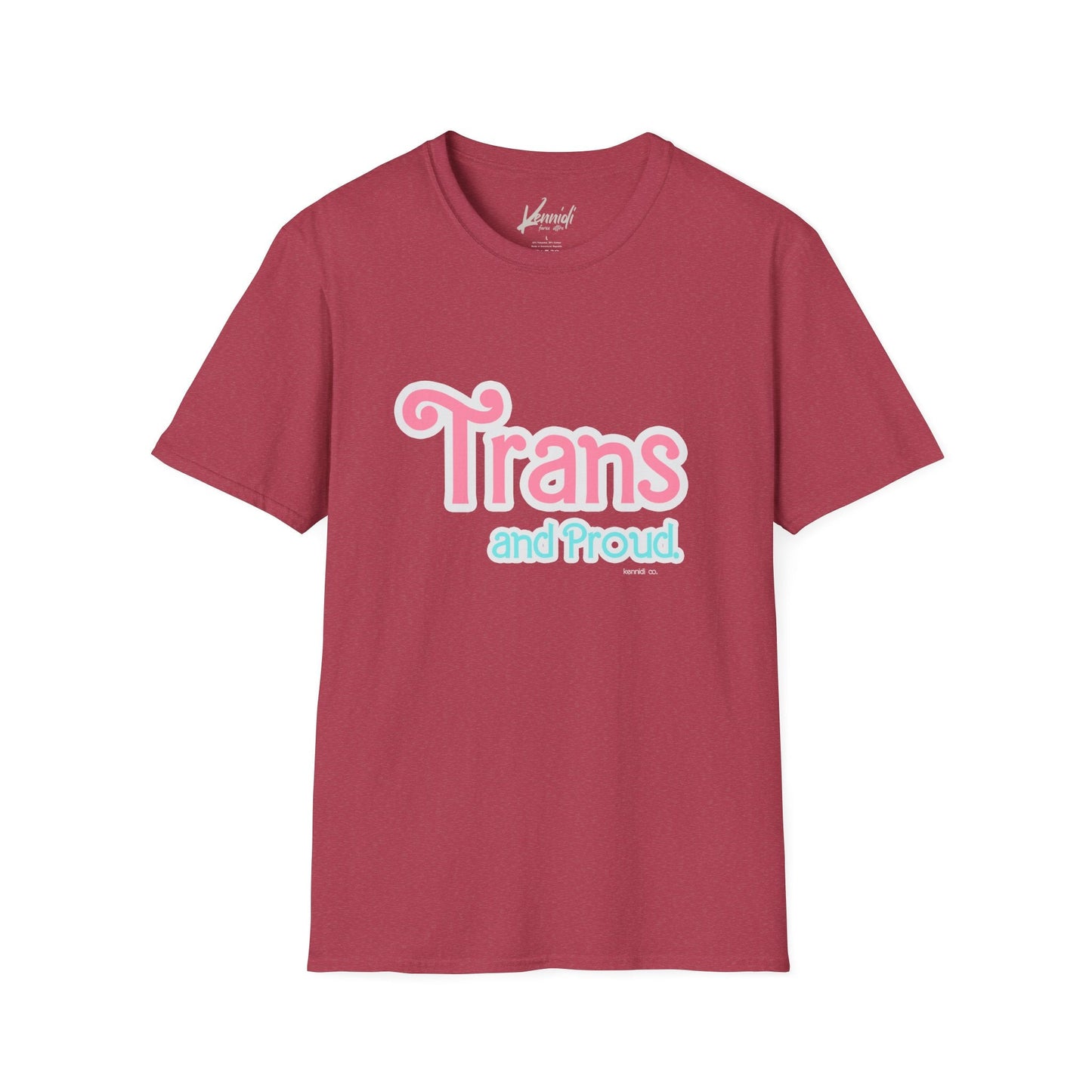 Trans And Proud Barbie Inspired Pride Unisex Softstyle T-Shirt Heather Cardinal / S