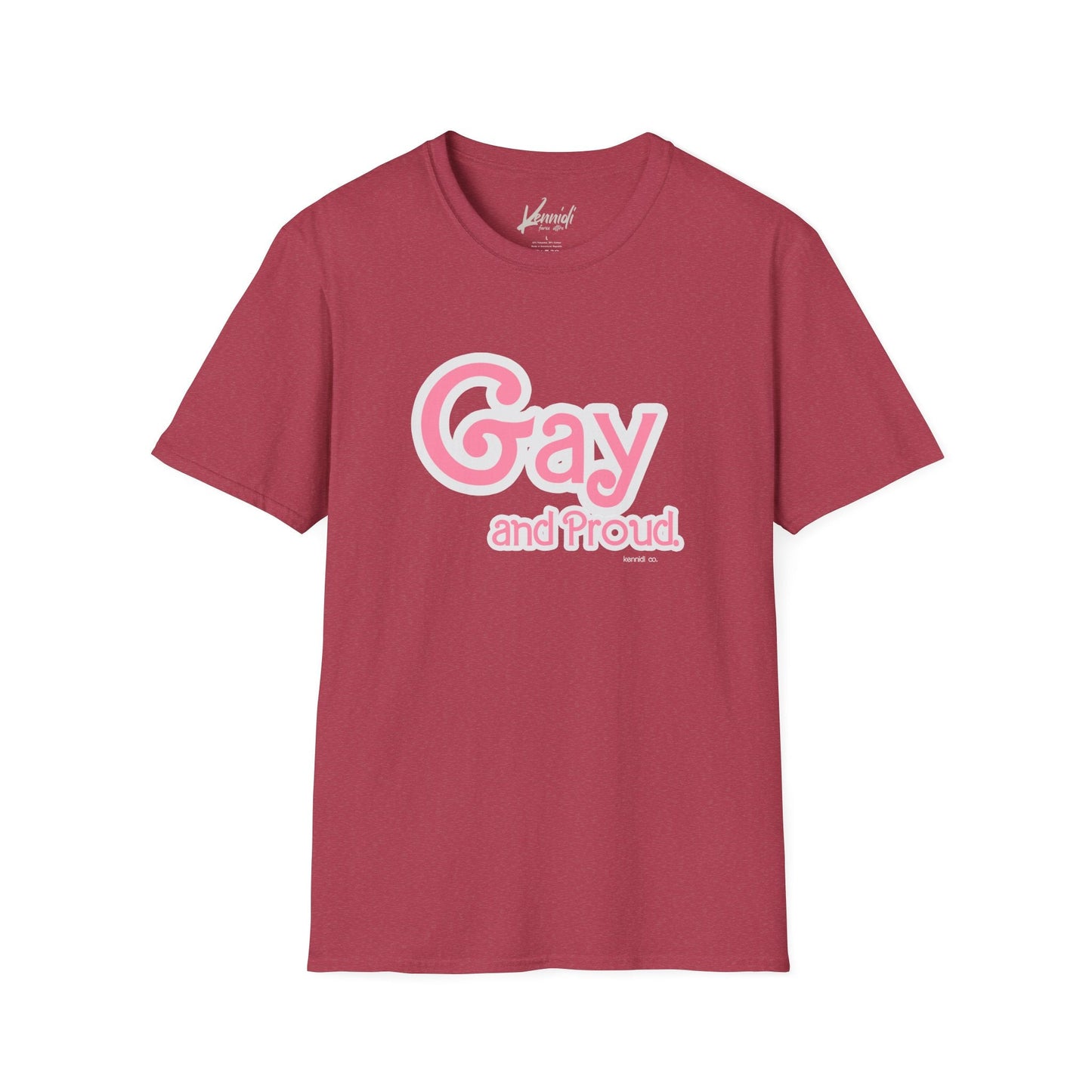 Gay And Proud Barbie Inspired Pride Unisex Softstyle T-Shirt Heather Cardinal / S