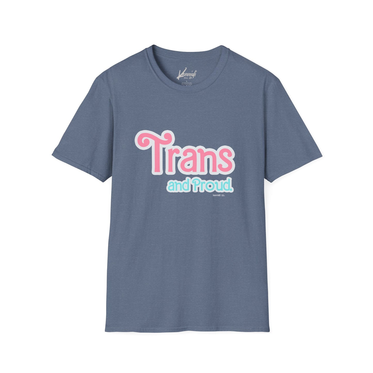 Trans And Proud Barbie Inspired Pride Unisex Softstyle T-Shirt Heather Indigo / S
