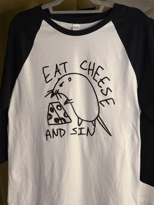 Eat Cheese and Sin Baseball T-shirts