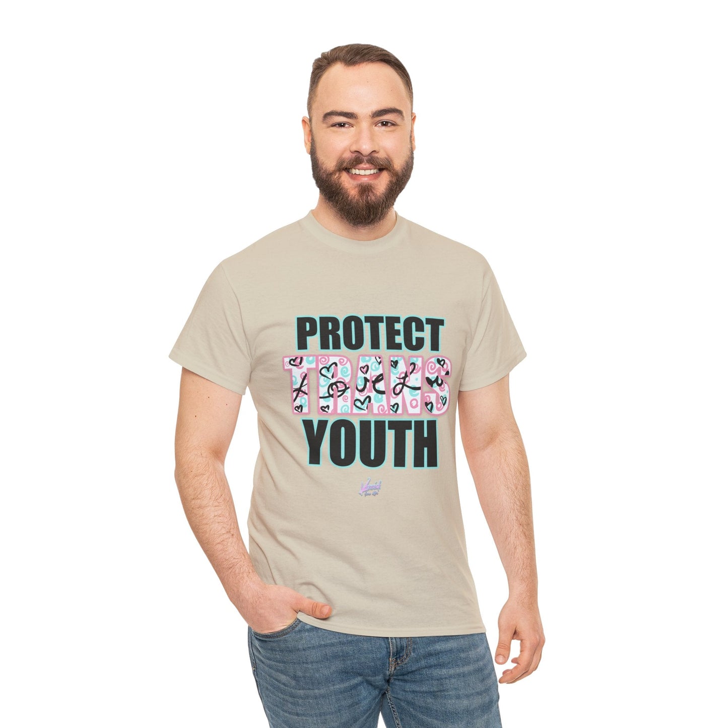 Protect Trans Youth Love 3.0 Unisex Heavy Cotton Tee - Sand / S T - Shirt