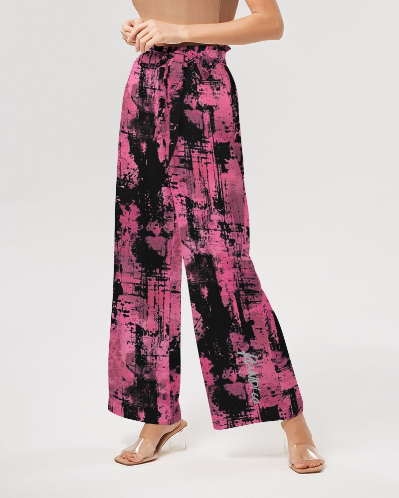 Pink Grunge Women's High-Rise Wide Leg Pants