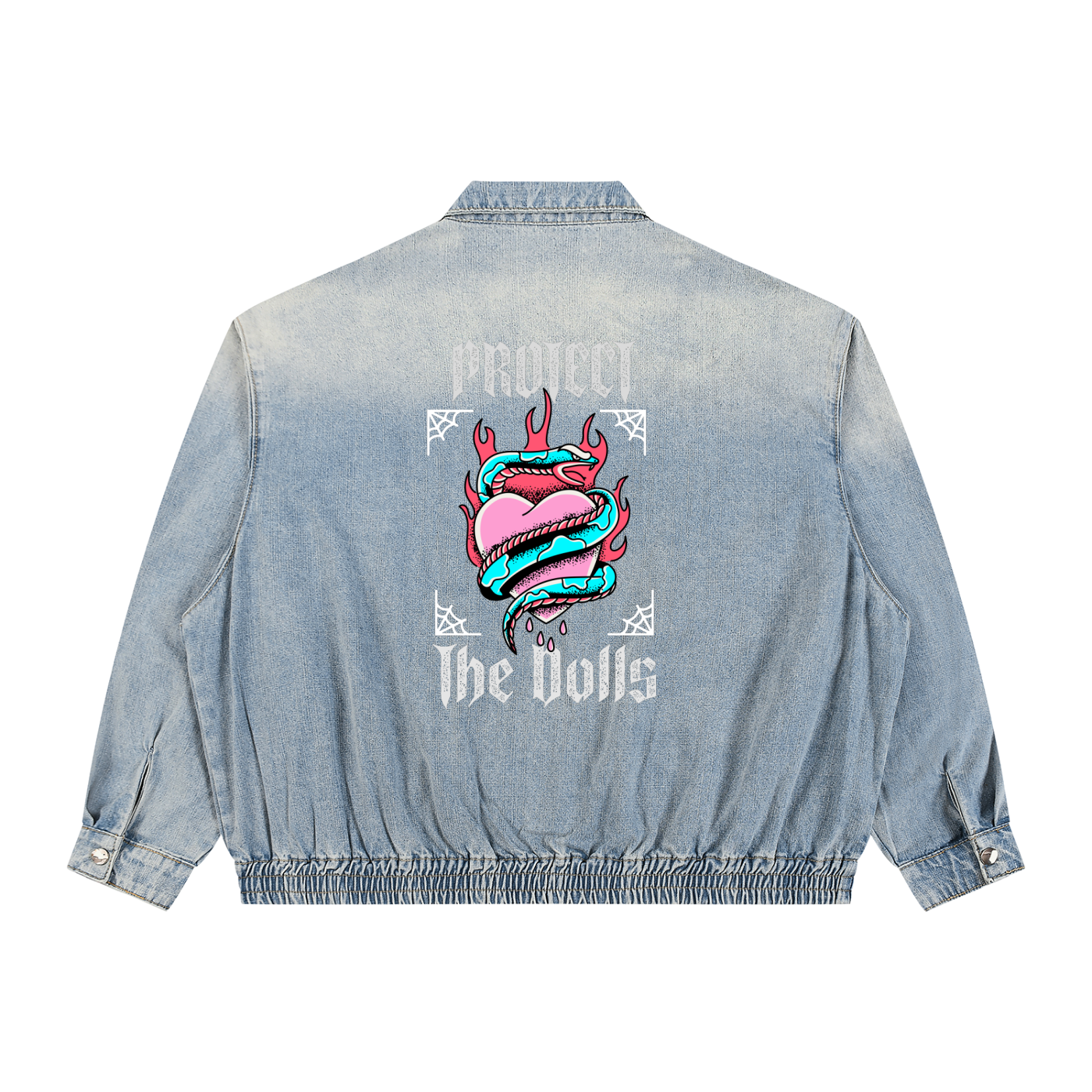 Protect The Dolls Unisex Vintage Wash Full-Zip Denim Jacket
