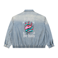 Protect The Dolls Unisex Vintage Wash Full-Zip Denim Jacket