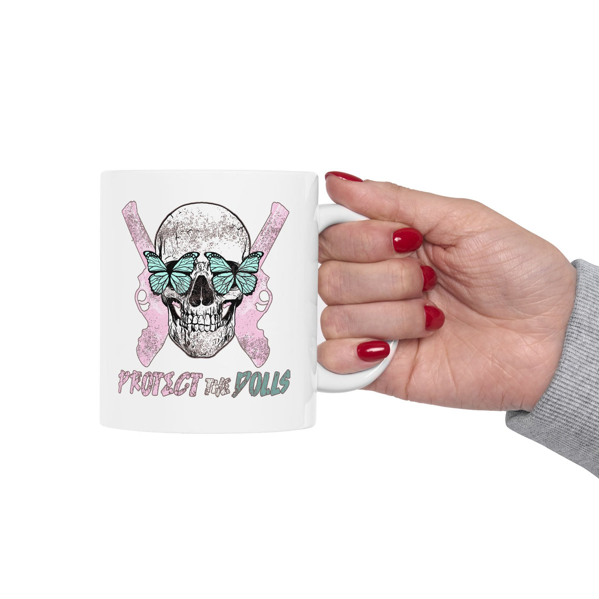 Protect the Dolls Ceramic Mug — Cute Gothic Coffee Cup (11oz, 15oz)