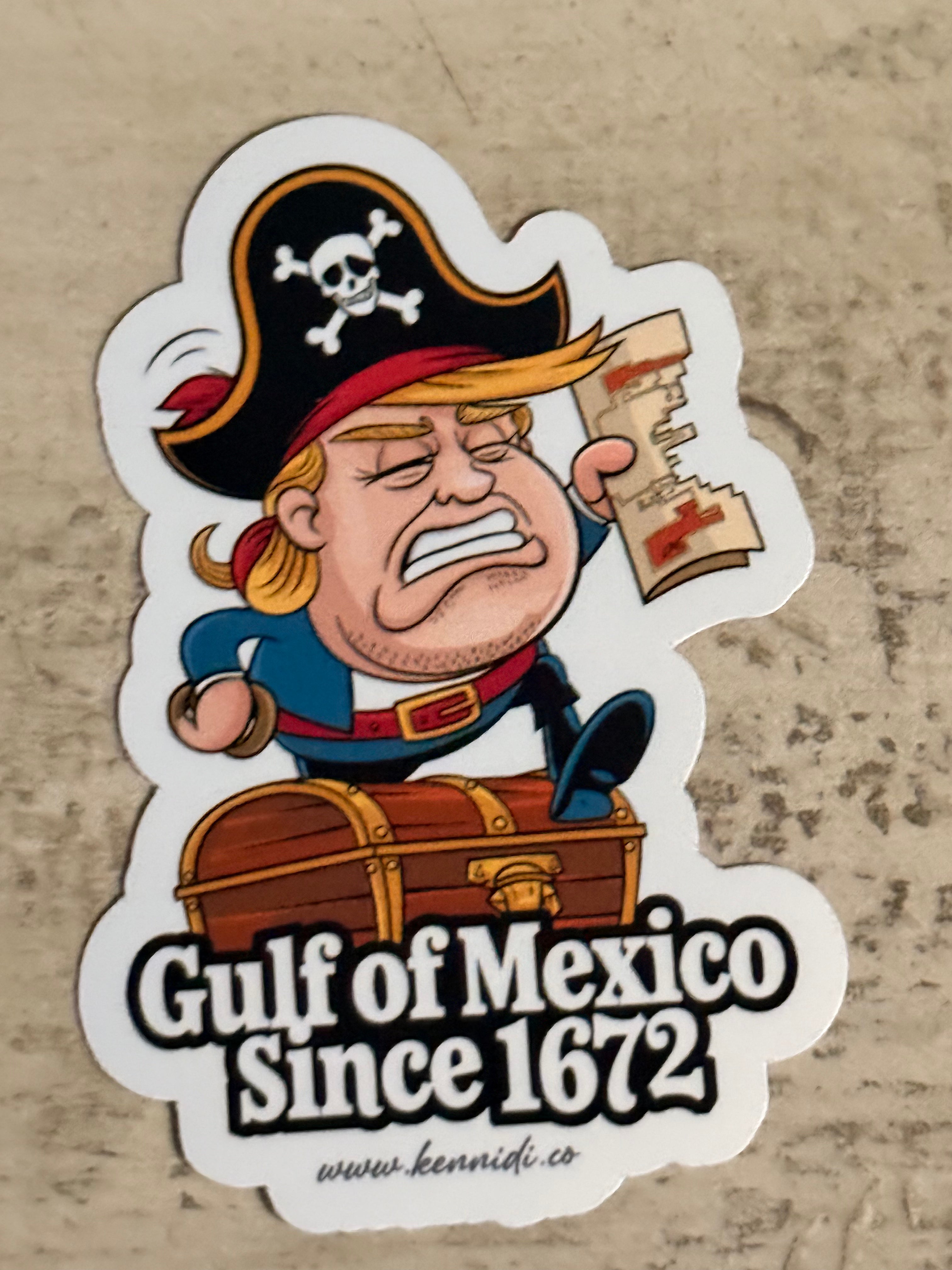 Satirical Gulf of Mexico since 1672 pirate trump stickers