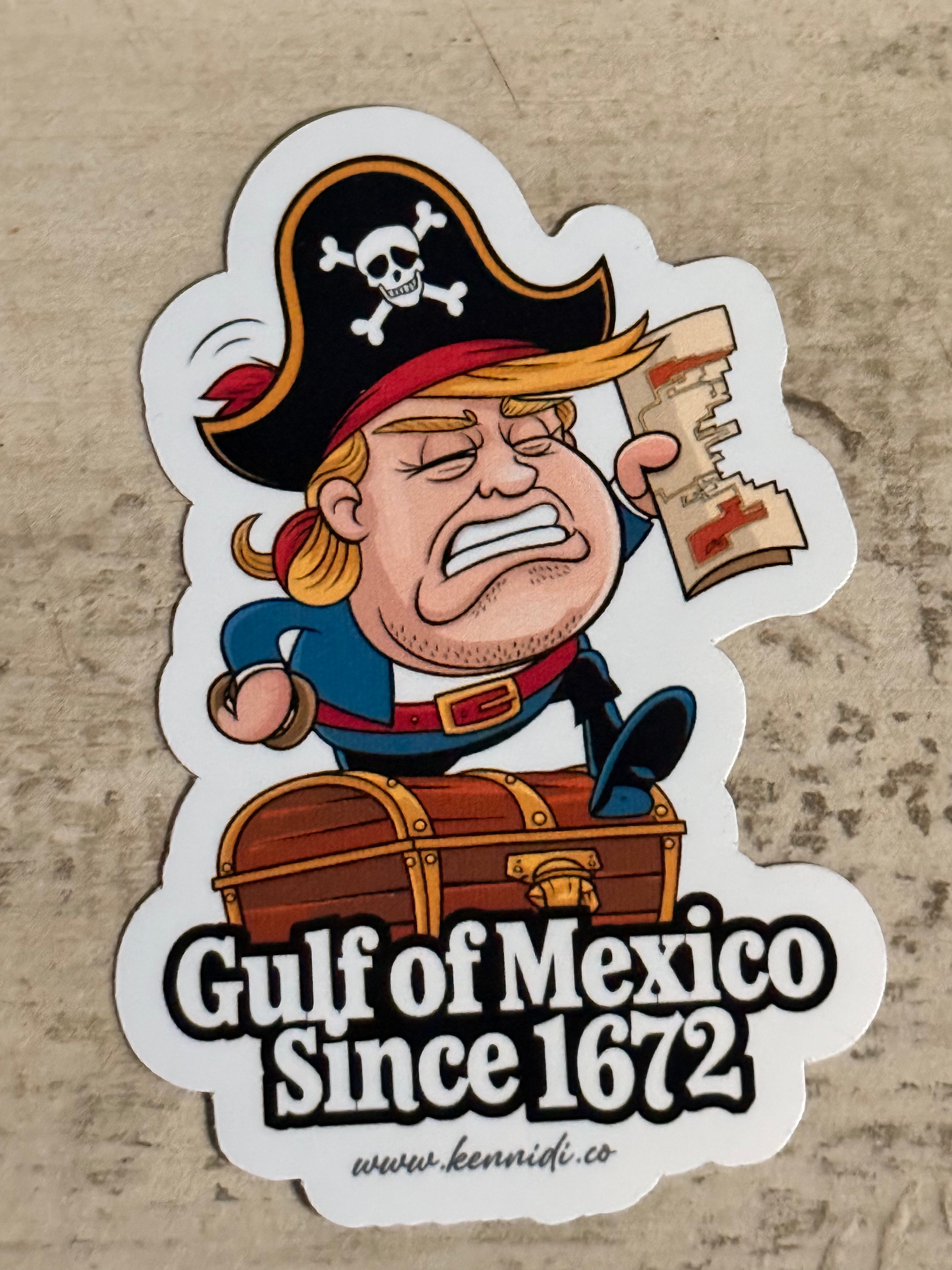Satirical Gulf of Mexico since 1672 pirate trump stickers