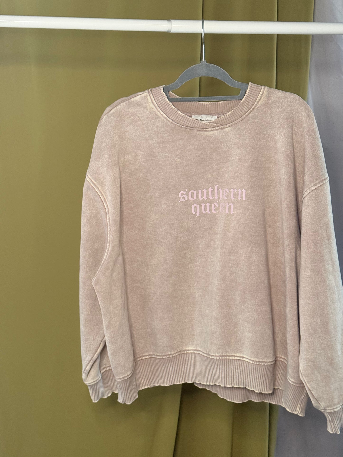 Southern Queen Acid Wash Fleece Oversized Pullover