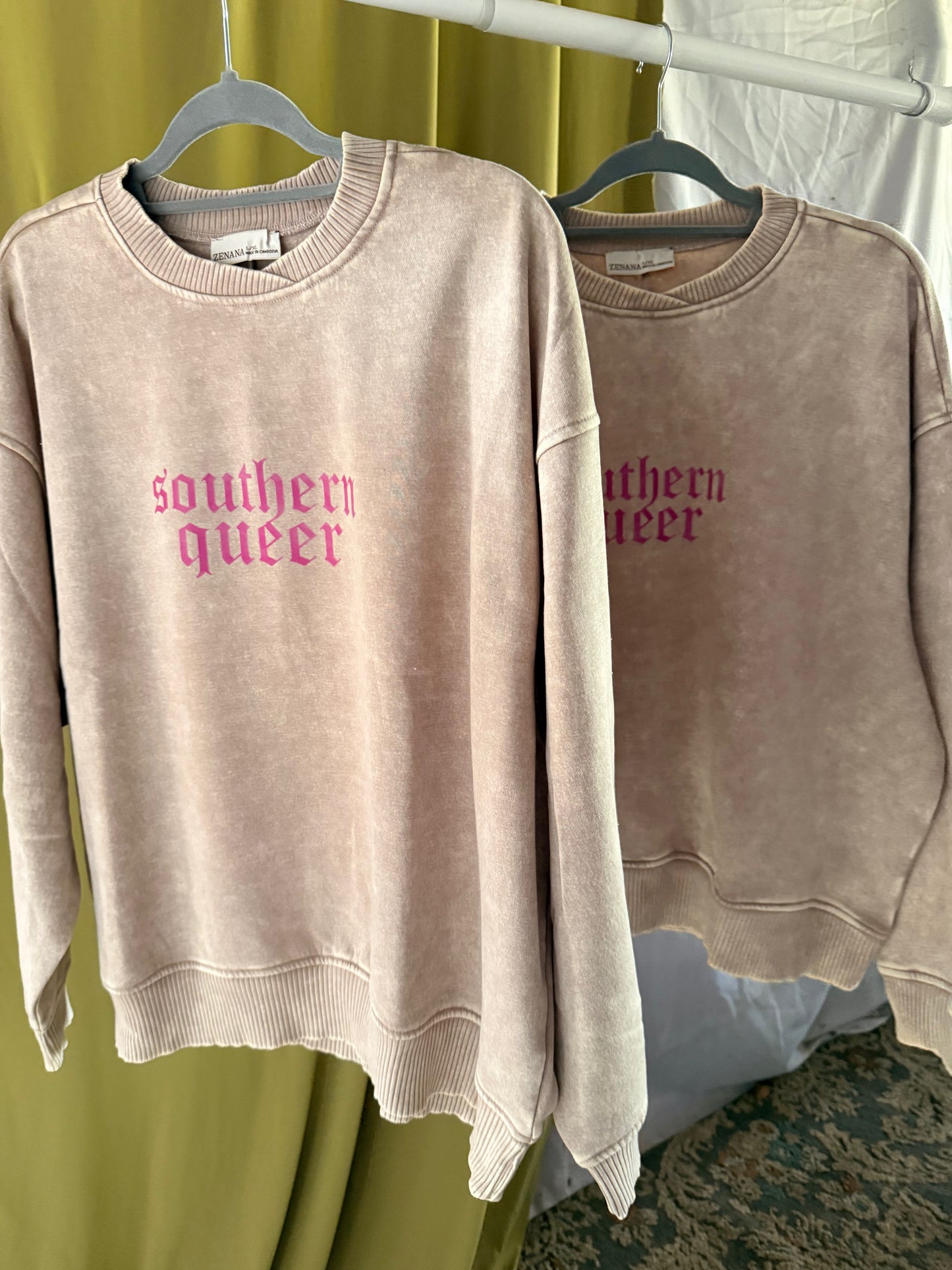 Southern Queer Acid Wash Fleece Oversized Pullover