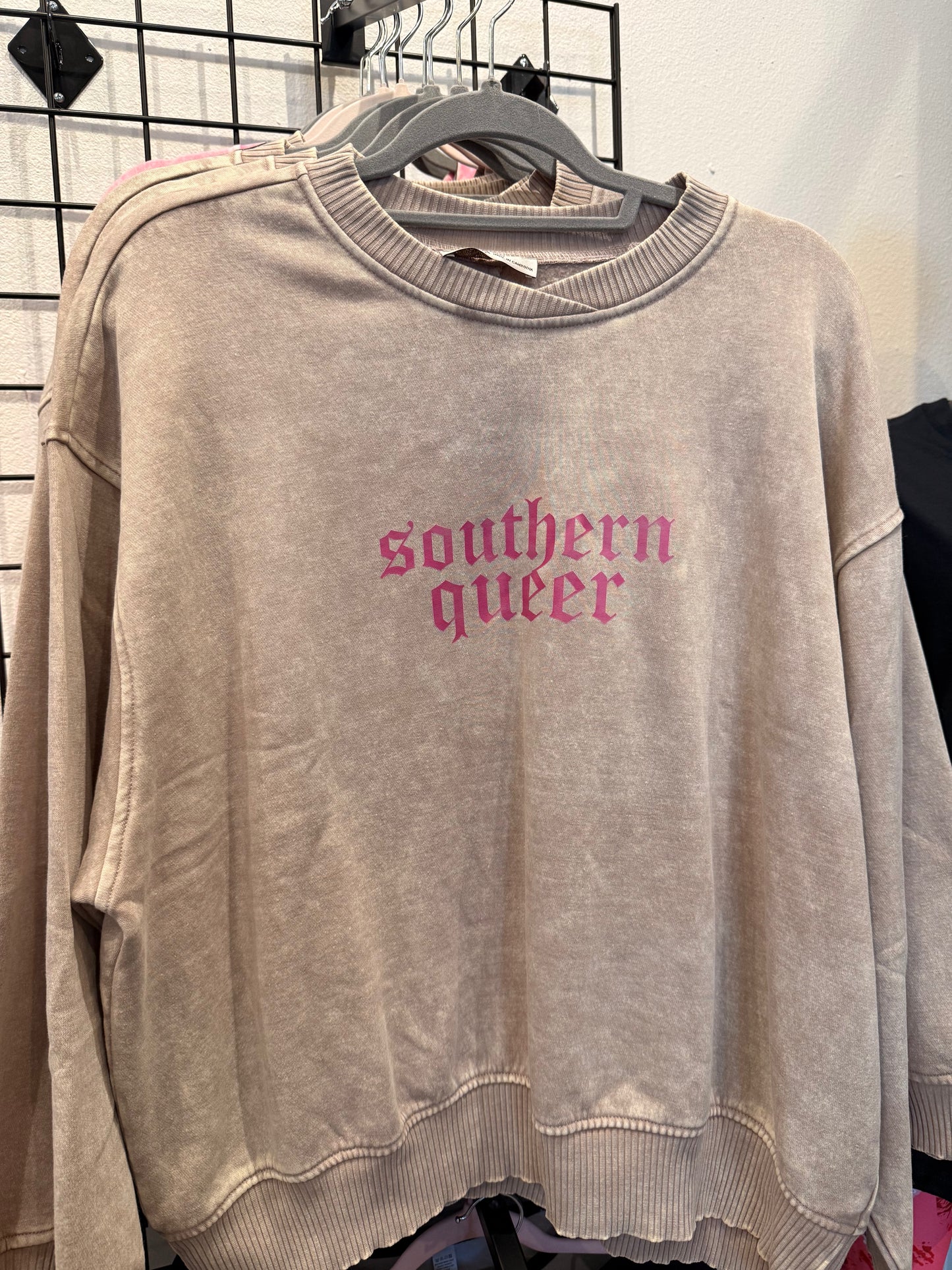 Southern Queer Acid Wash Fleece Oversized Pullover