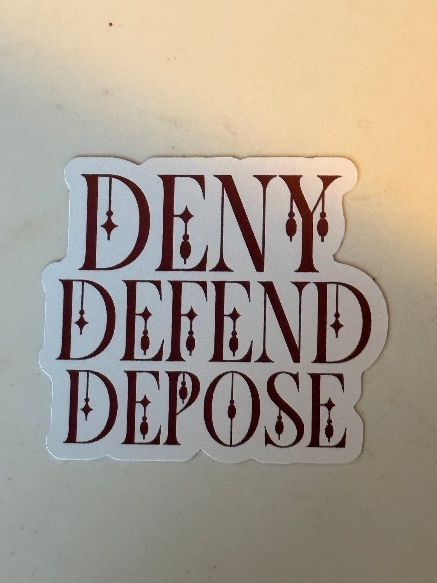 Deny Defend Depose Stickers