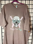 Protect the Dolls Vintage Crewneck Tee — Reclaimed Skull & Pistols with Turquoise Butterflies