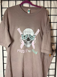 Protect the Dolls Vintage Crewneck Tee — Reclaimed Skull & Pistols with Turquoise Butterflies