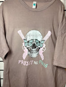 Protect the Dolls Vintage Crewneck Tee — Reclaimed Skull & Pistols with Turquoise Butterflies