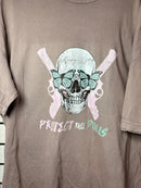 Protect the Dolls Vintage Crewneck Tee — Reclaimed Skull & Pistols with Turquoise Butterflies
