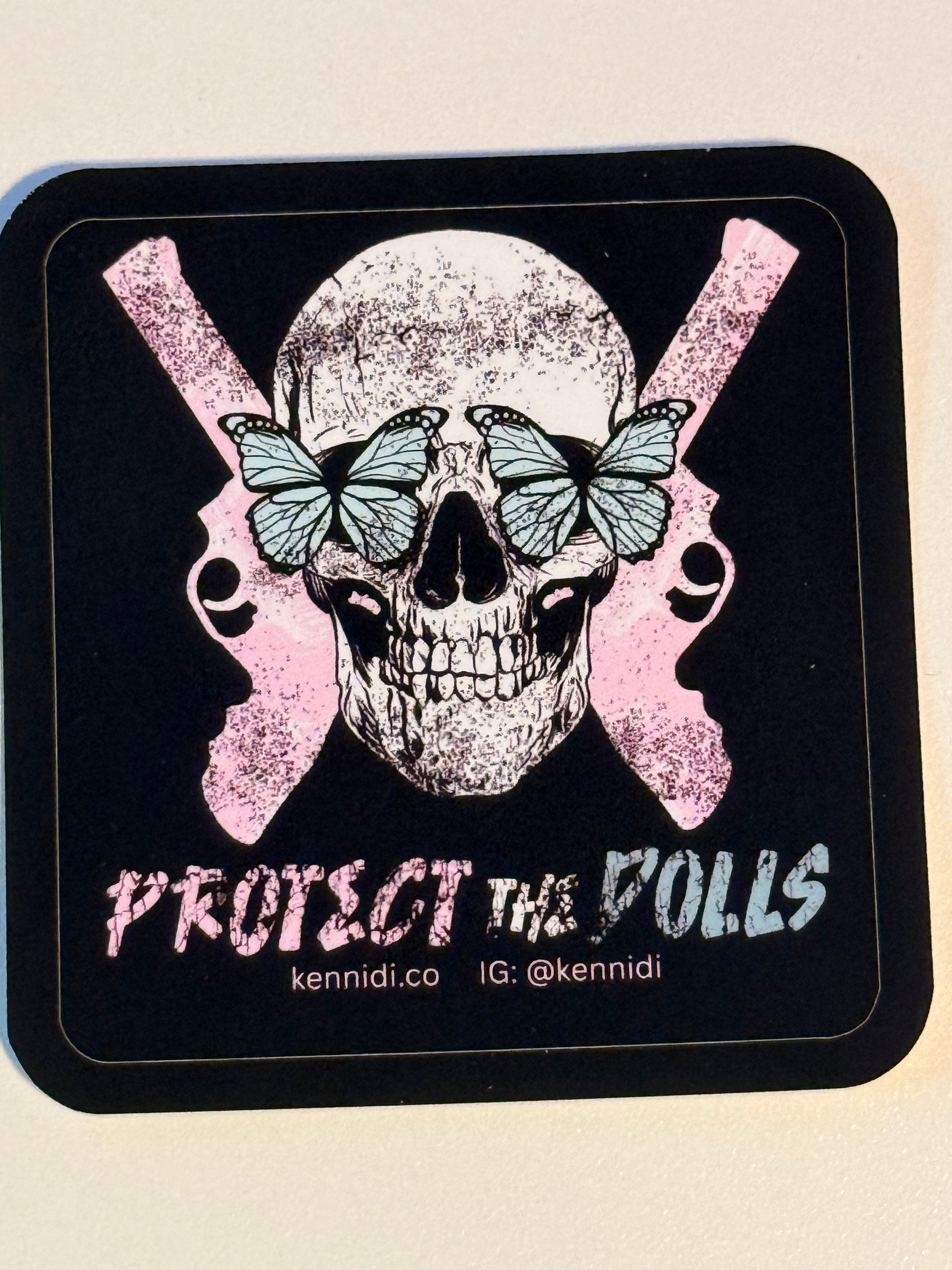 Protect the Dolls Skull and Butterfly Vinyl Stickers