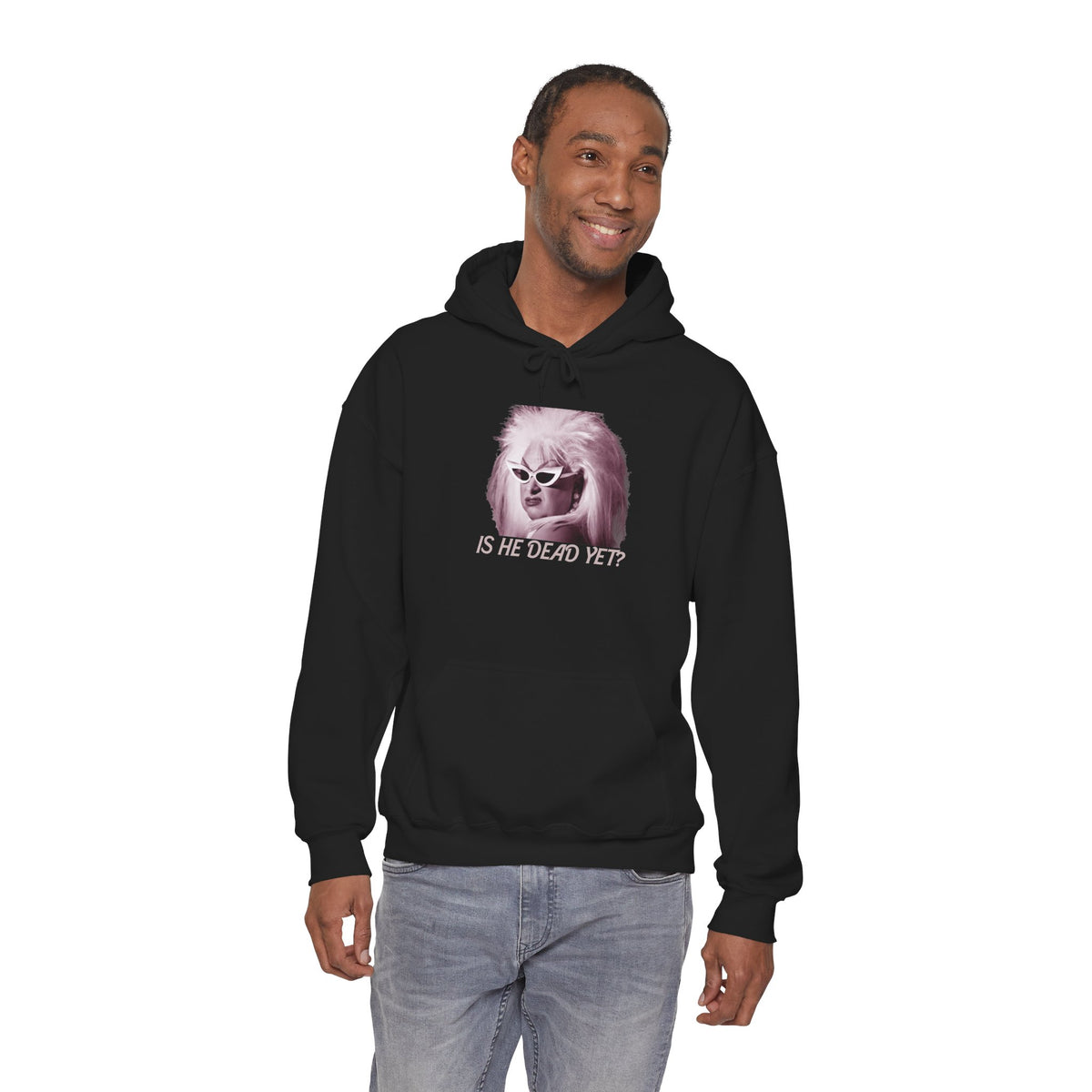 Is He Dead Yet? Divine Portrait Hoodie — Retro Drag Statement Pullover