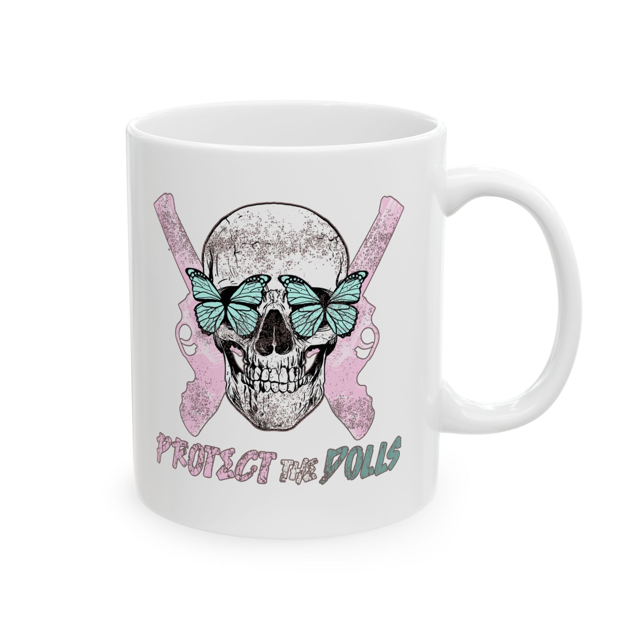 Protect the Dolls Ceramic Mug — Cute Gothic Coffee Cup (11oz, 15oz)