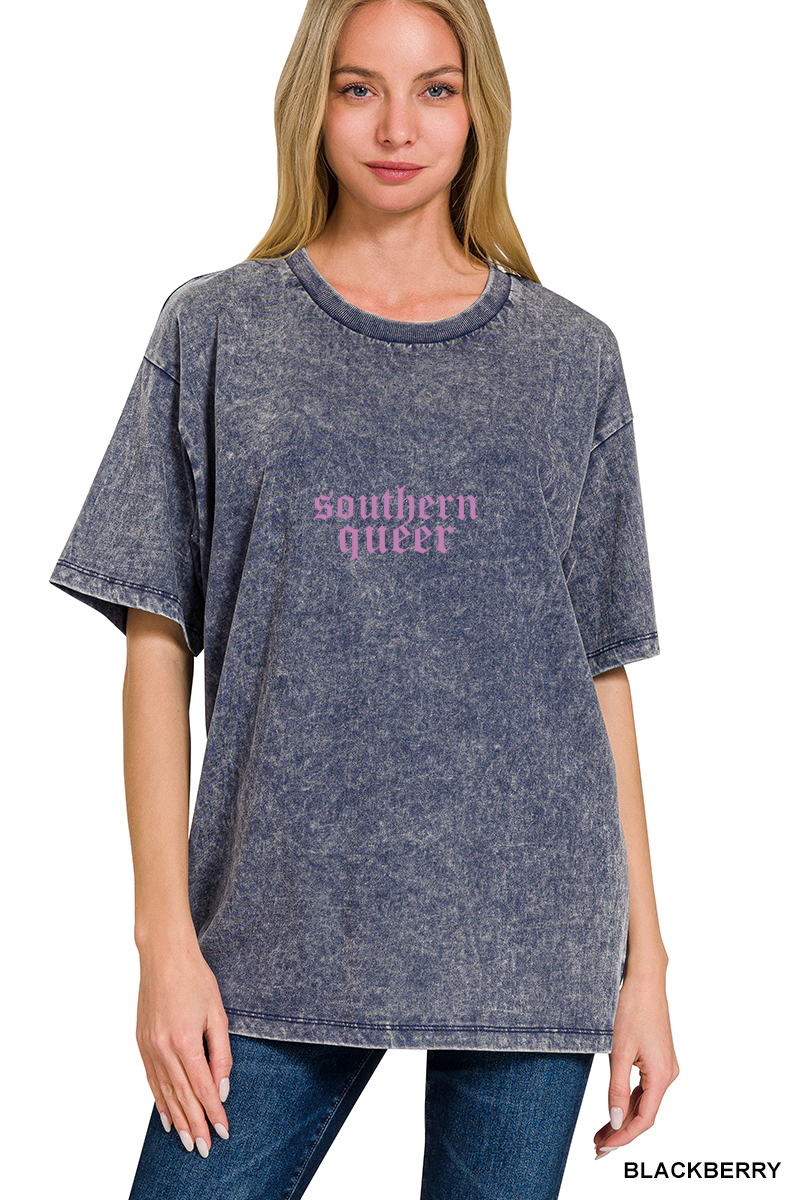 Southern Queer Oversized T-shirt Acid Wash