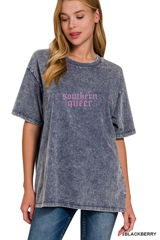 Southern Queer Oversized T-shirt Acid Wash