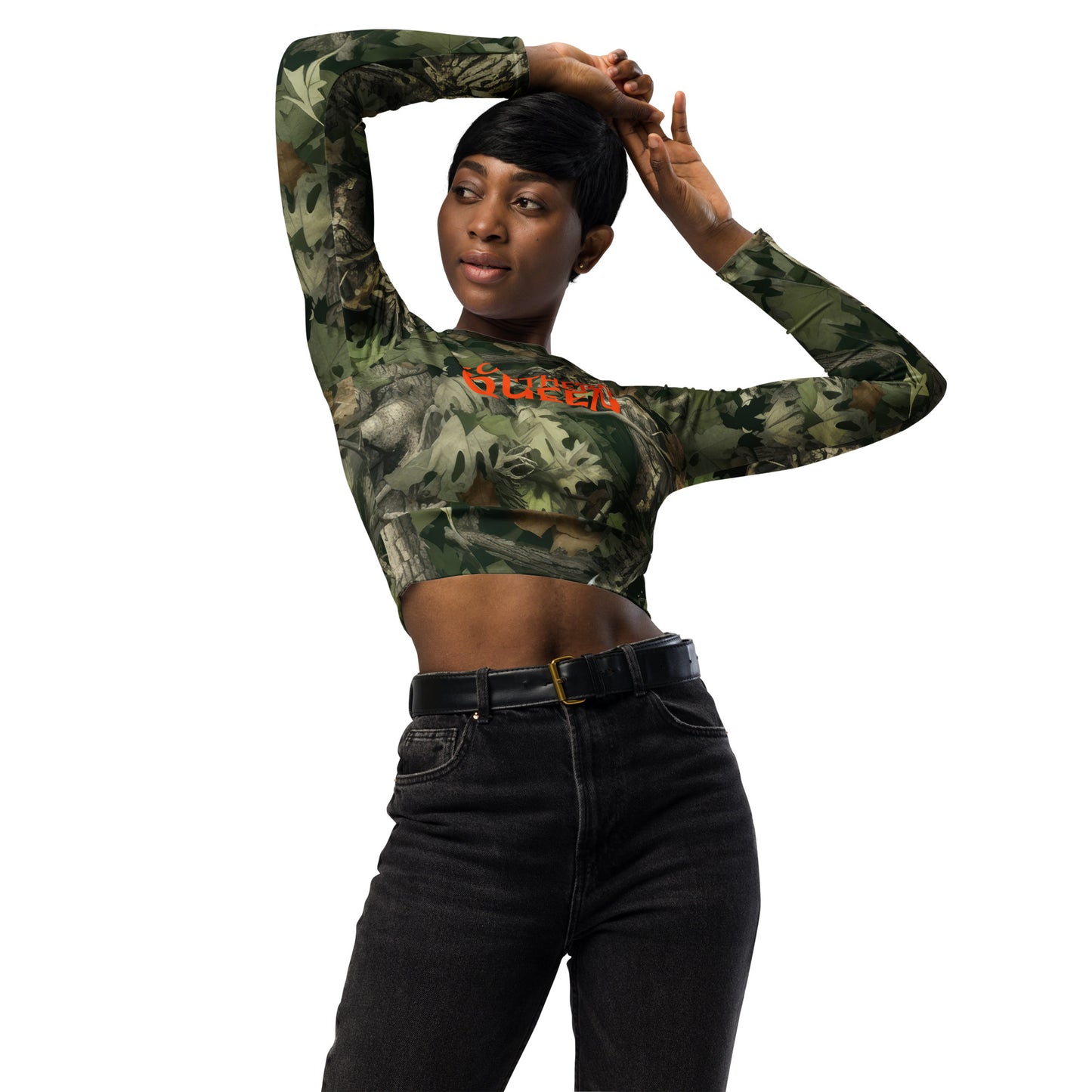 Camo Southern Queen Recycled long-sleeve crop top