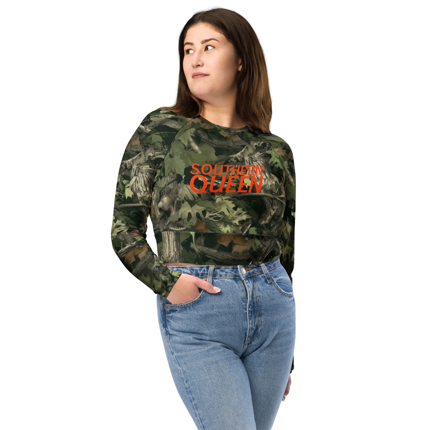 Camo Southern Queen Recycled long-sleeve crop top