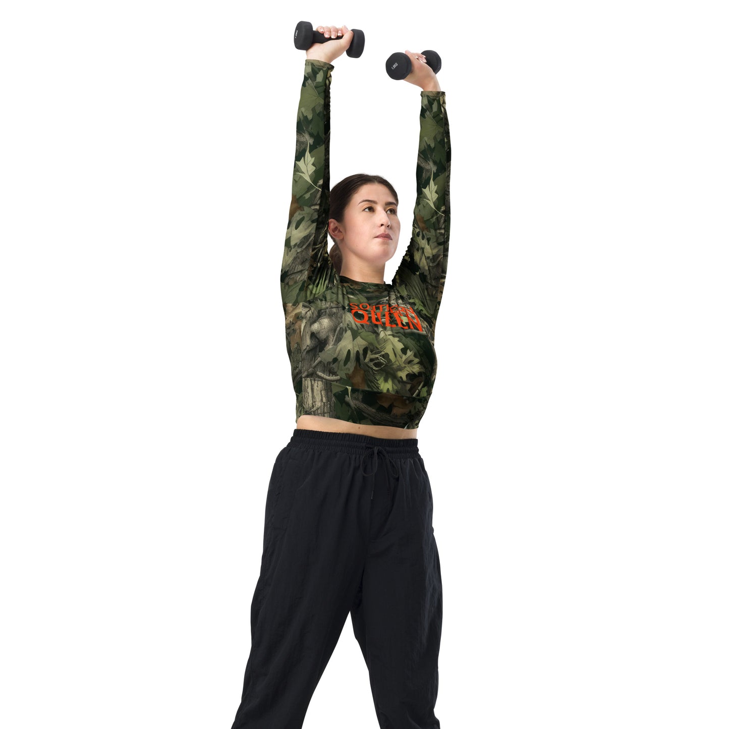 Camo Southern Queen Recycled long-sleeve crop top