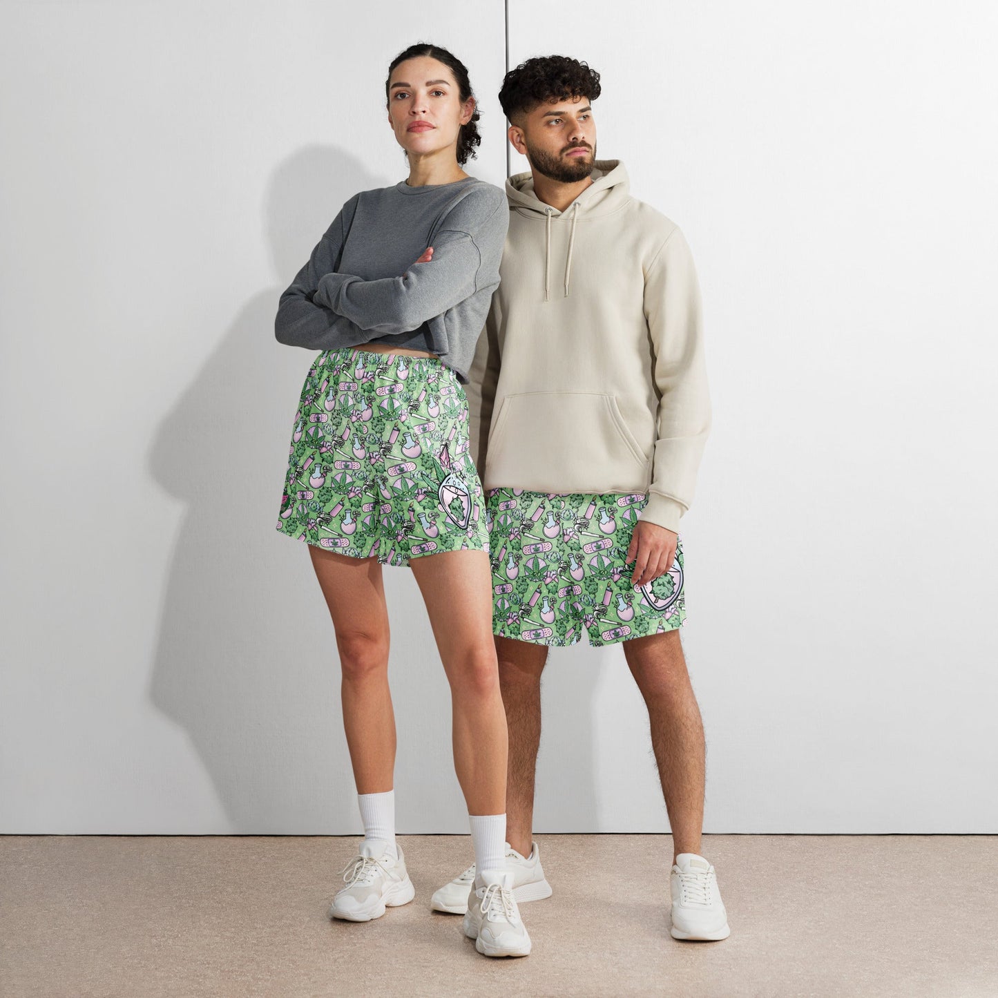 Feel the Eco-Friendly Cannabis Joy in Unisex Workout Shorts