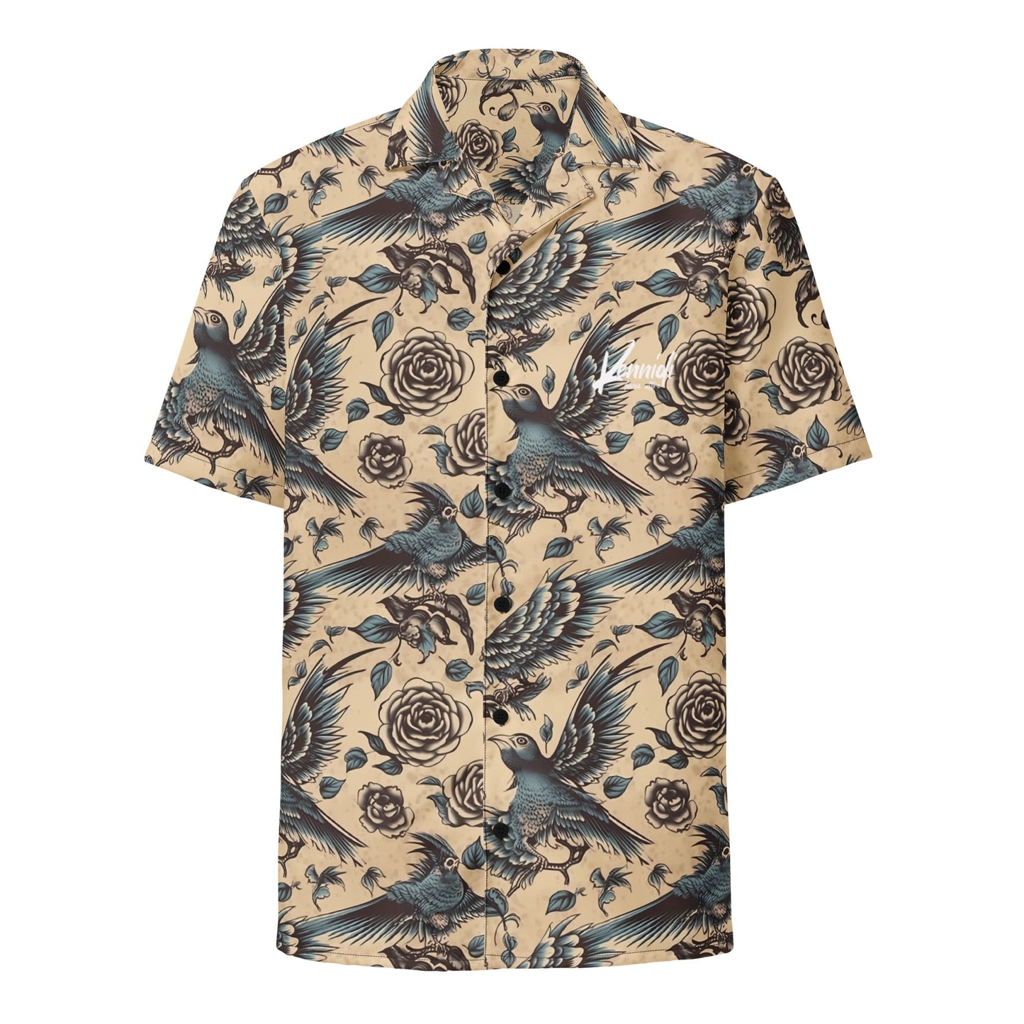 Blue Bird Vintage Tattoo Unisex button shirt