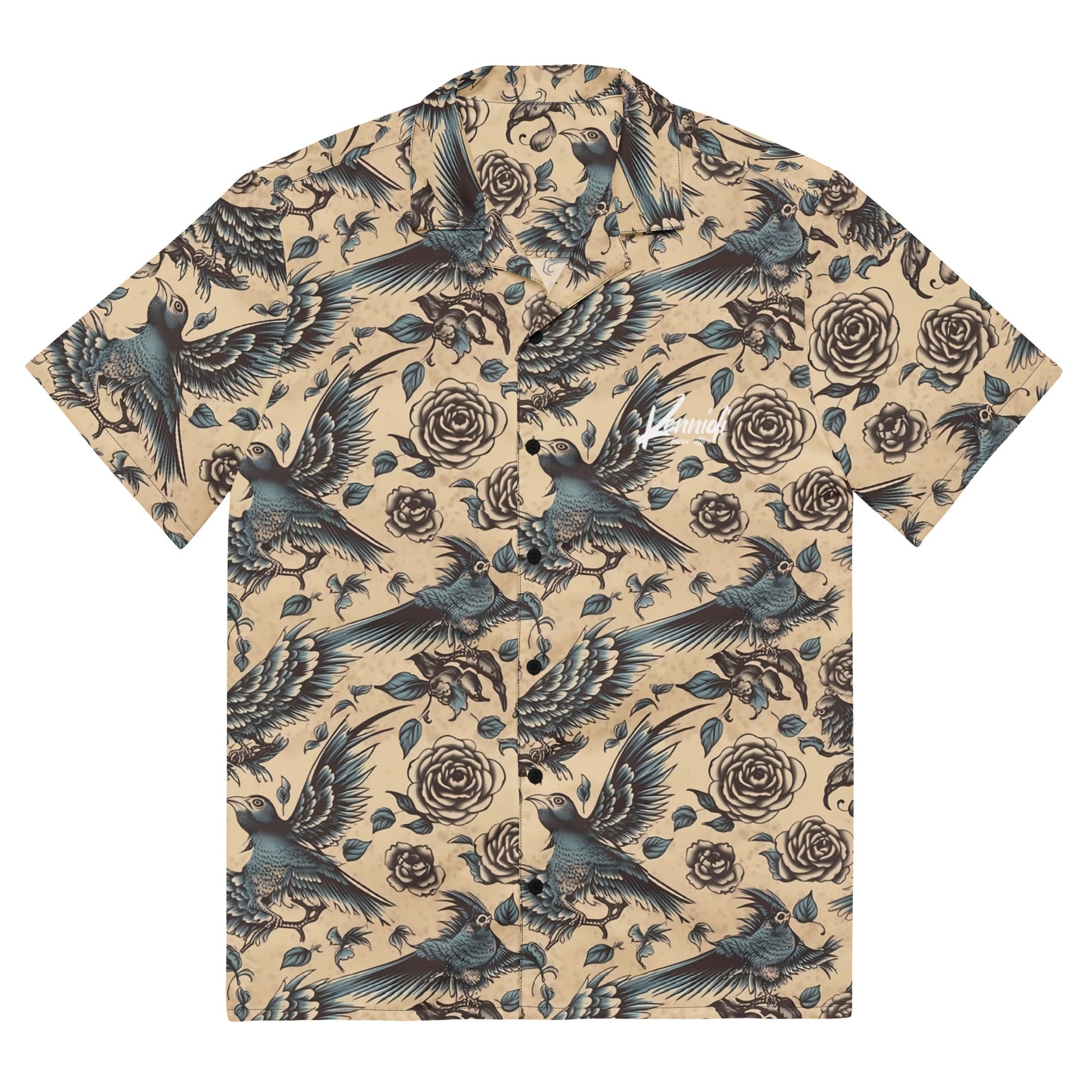 Blue Bird Vintage Tattoo Unisex button shirt