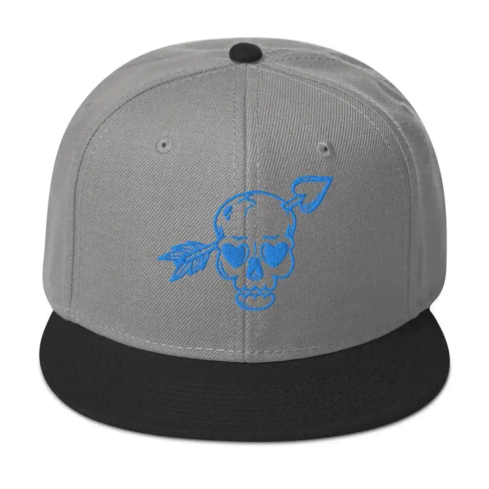Blue Skull Heart & Arrow Embroidered Snapback Hat - Kennidi Fierce Attire