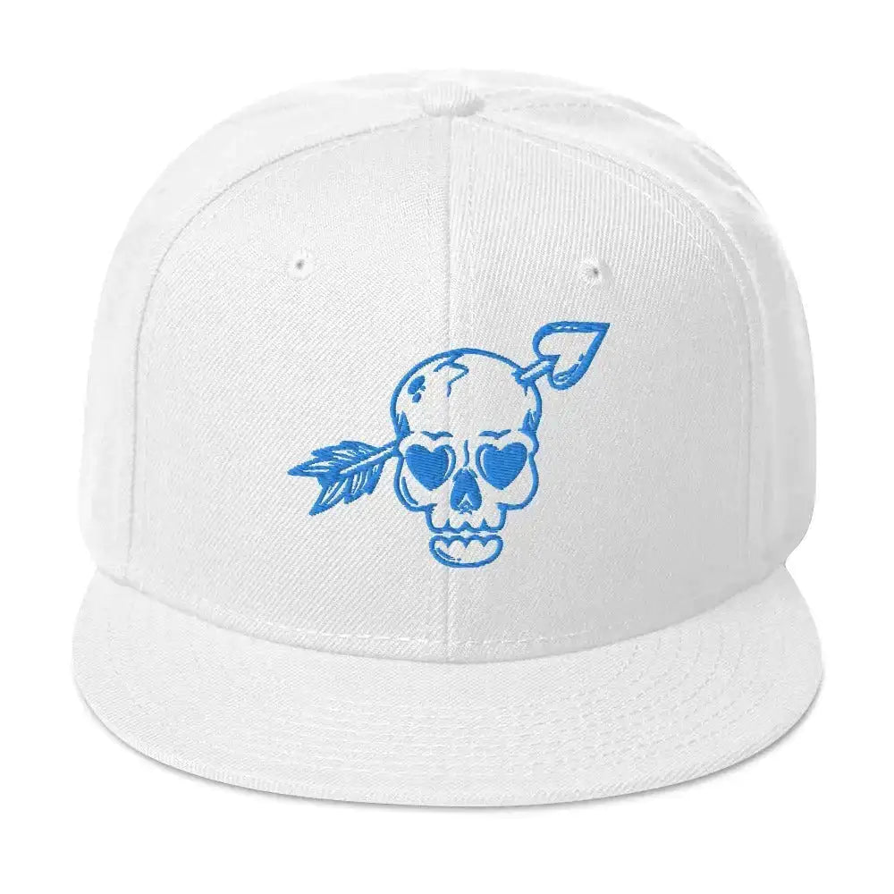 Blue Skull Heart & Arrow Embroidered Snapback Hat - Kennidi Fierce Attire