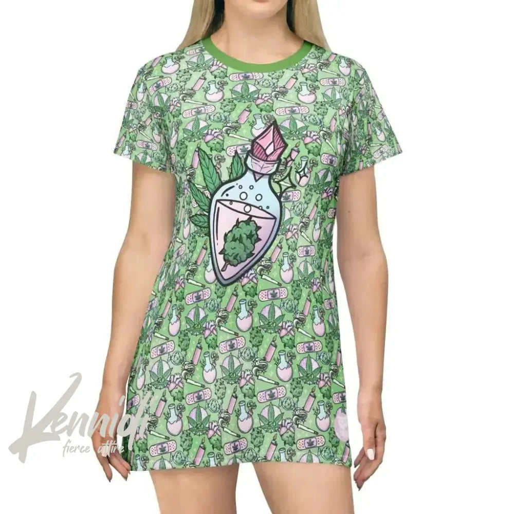 Cannabis Joy T-Shirt Dress - Kennidi Fierce Attire