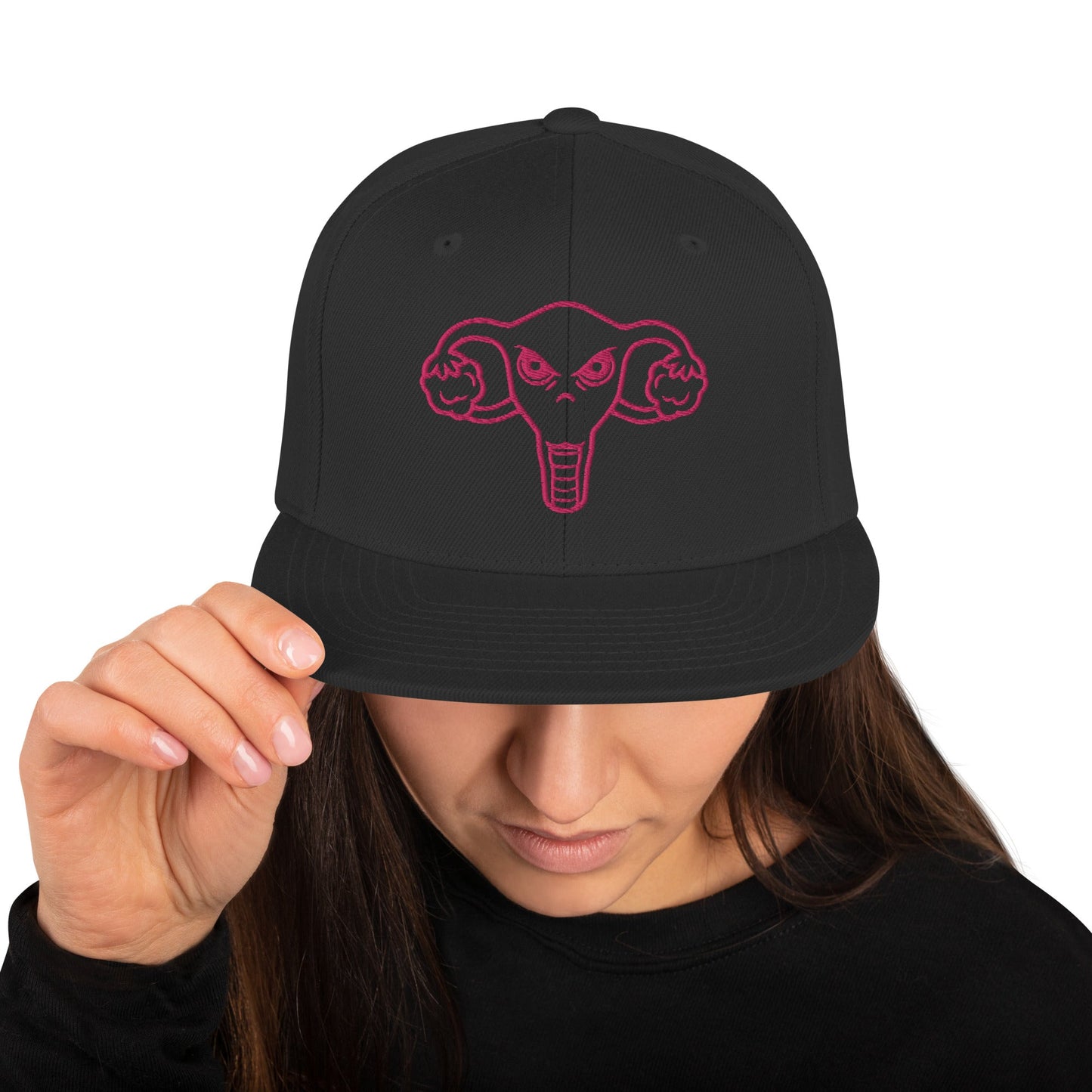 Angry Uterus Snapback Hat - Black