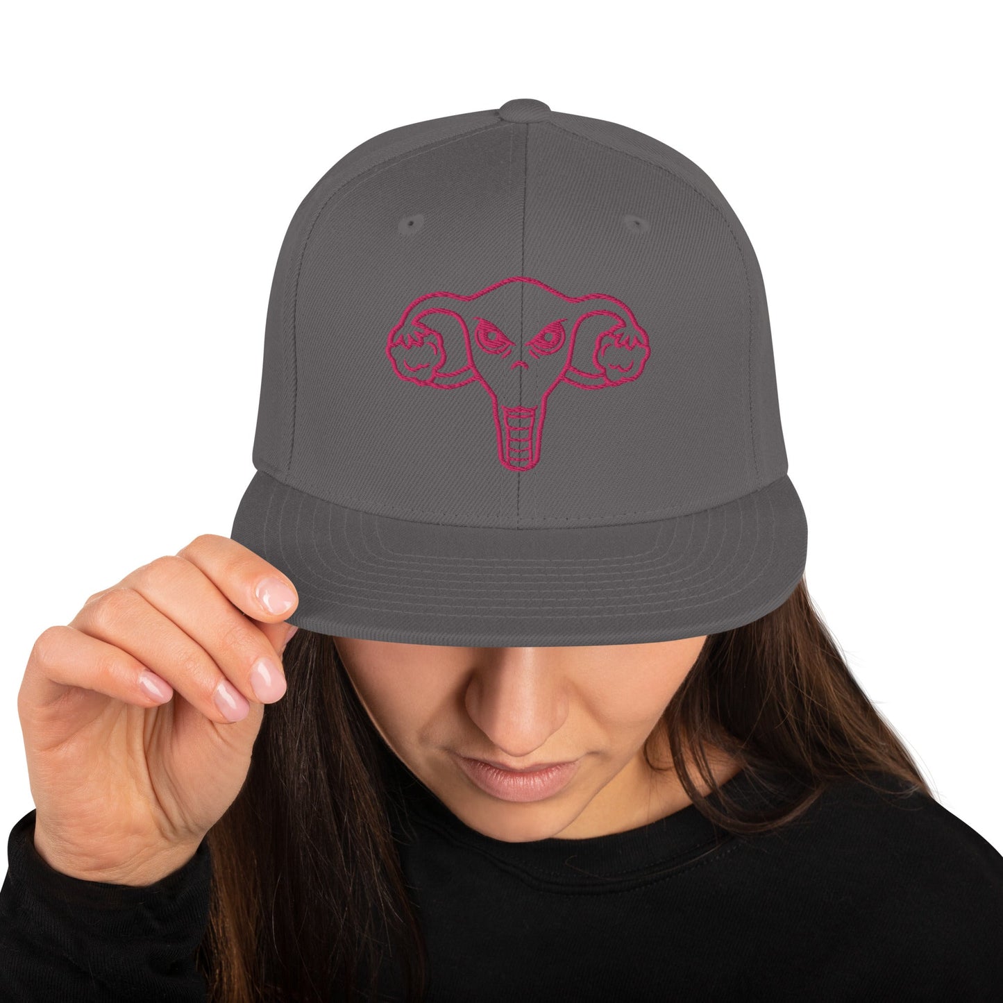 Angry Uterus Snapback Hat - Dark Grey