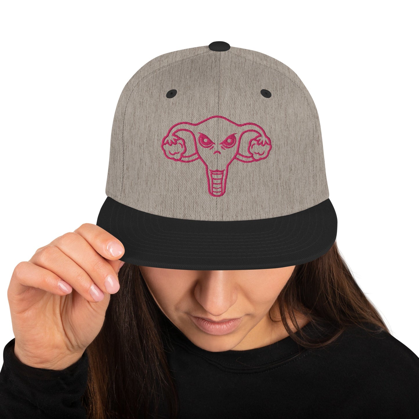 Angry Uterus Snapback Hat - Heather/Black