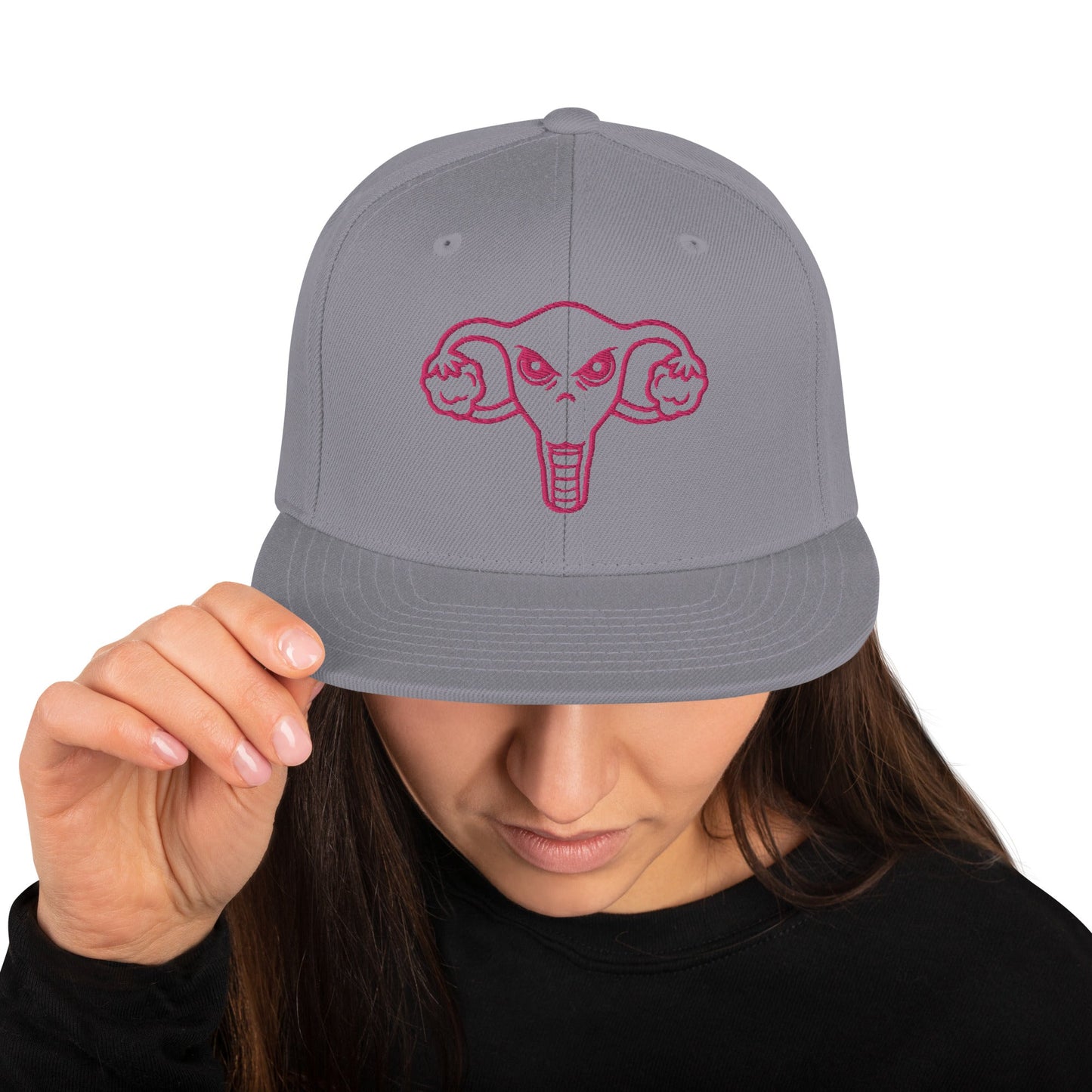 Angry Uterus Snapback Hat - Silver