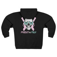 Protect the Dolls Zip Hoodie — Pink Skull & Crossed Guns Trans Rights Hoodie
