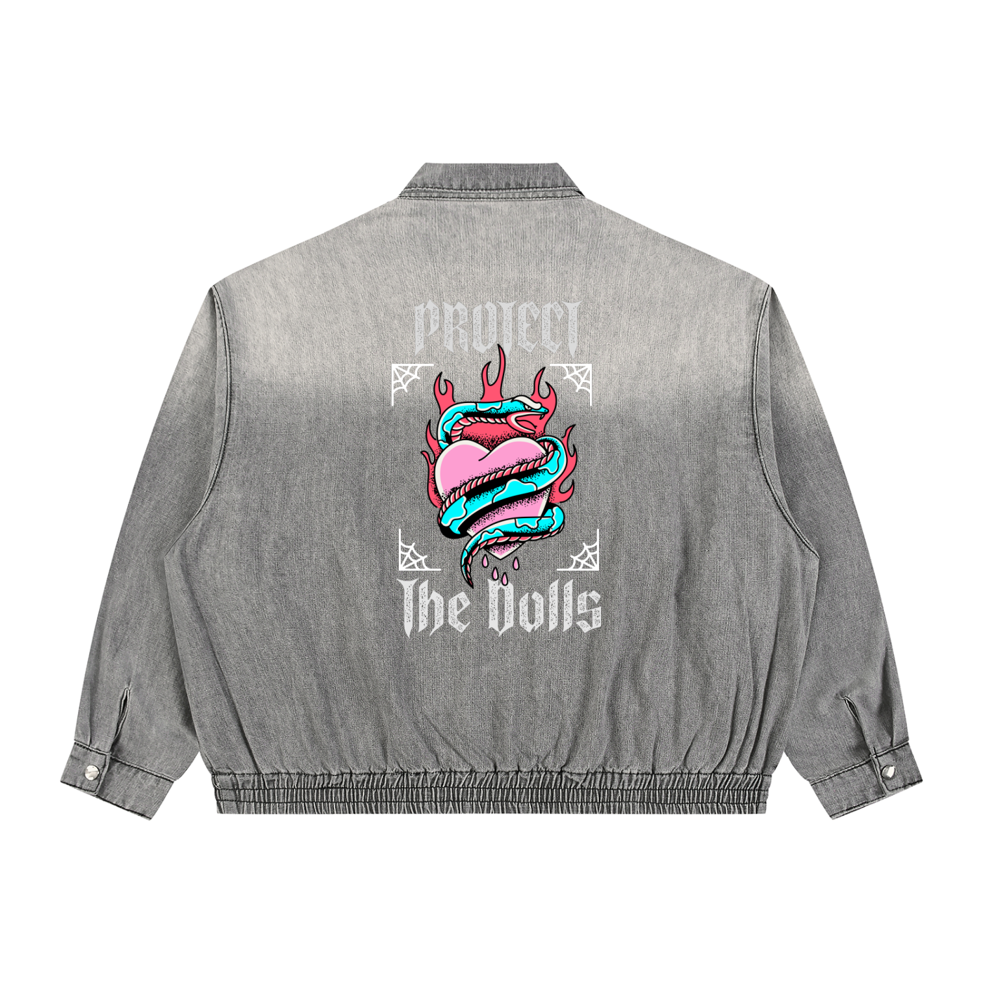 Unisex Vintage Wash Full-Zip Denim Jacket