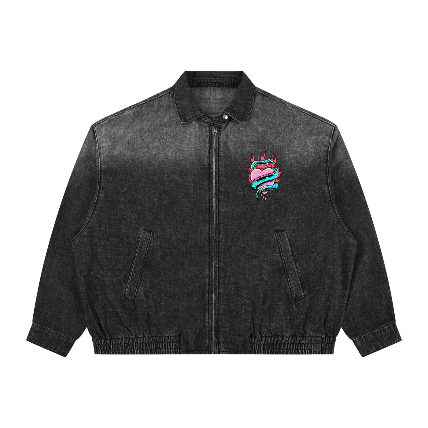 Protect The Dolls Unisex Vintage Wash Full-Zip Denim Jacket