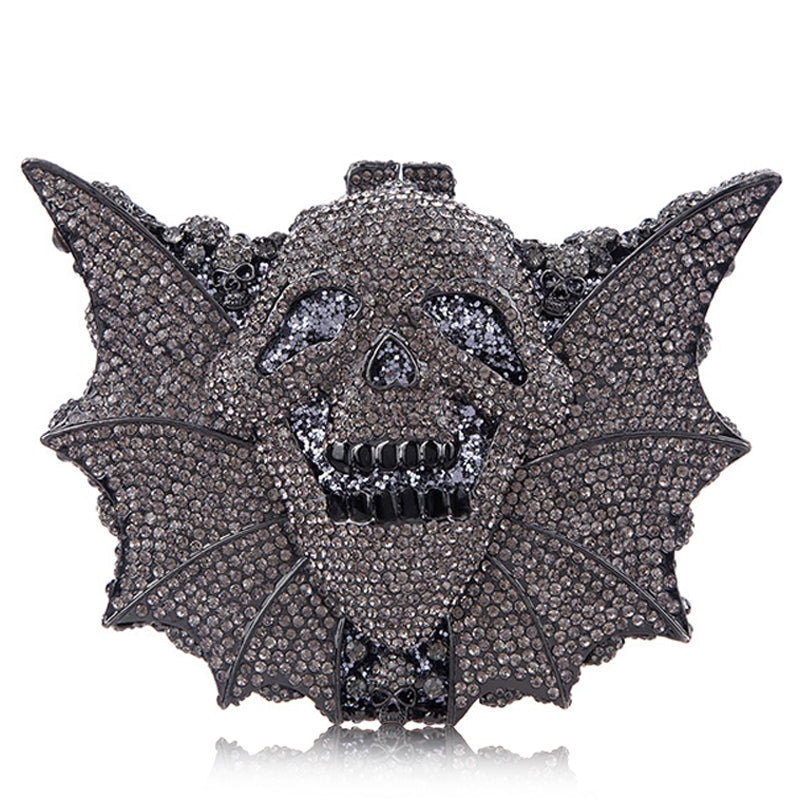 Halloween Crystal Women’s Bag Skull Bat - Dark Grey hand bags