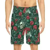 Thumbnail for Fierce Red Roses Skulls Shorts - Customize Yours Today! - Kennidi Fierce Attire