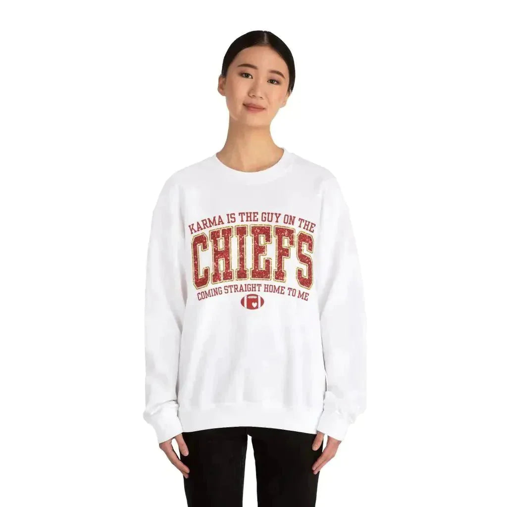 Karma is the Guy on the Chiefs Unisex Heavy Blend™ Crewneck Sweatshirt - Kennidi Fierce Attire