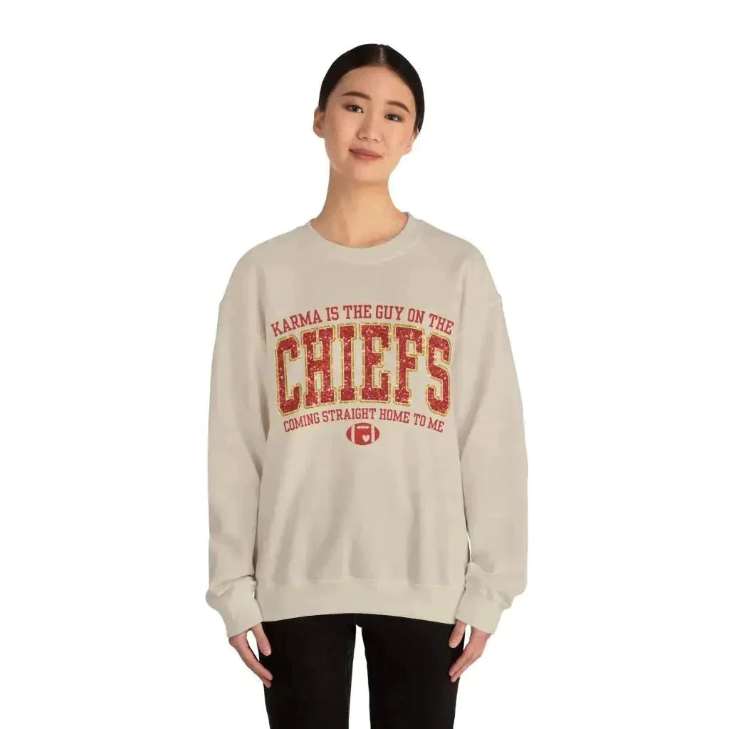 Karma is the Guy on the Chiefs Unisex Heavy Blend™ Crewneck Sweatshirt - Kennidi Fierce Attire