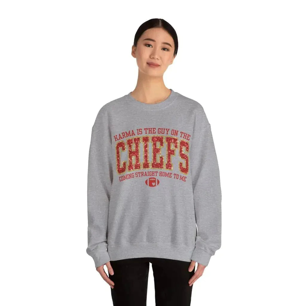 Karma is the Guy on the Chiefs Unisex Heavy Blend™ Crewneck Sweatshirt - Kennidi Fierce Attire