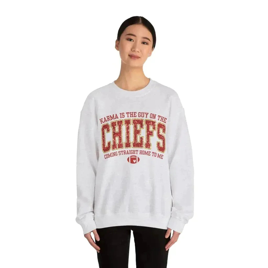 Karma is the Guy on the Chiefs Unisex Heavy Blend™ Crewneck Sweatshirt - Kennidi Fierce Attire